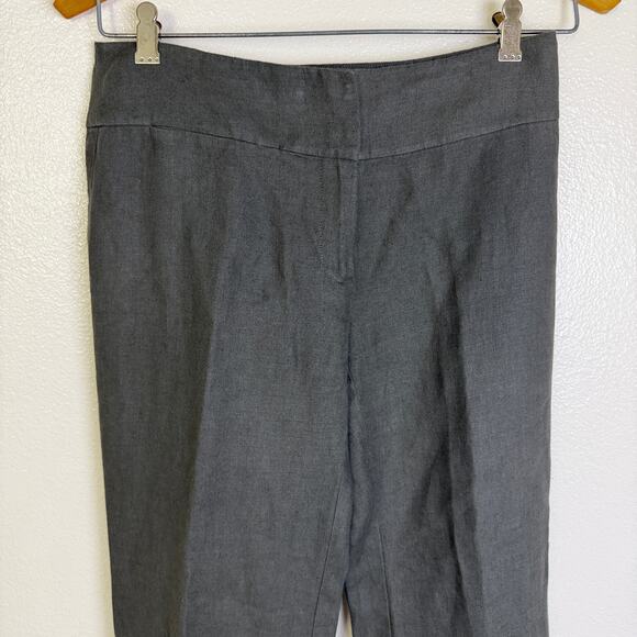 Eileen Fisher Linen Pants Womens 4 Gray Wide Pleated Career Trousers 32" - Picture 4 of 10